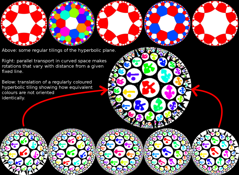 Parallel transport in hyperbolic tilings