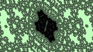 Burning Ship embedded Julia set at -9.1681521473354973682096695284e-01 + -9.9709140798569365351996466072e-01 i @ 9.0949470177292824e-13