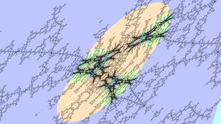 Burning Ship embedded Julia set at 9.71729343437521976929707e-01 + -1.68176842385288737505904e+00 i @ 2.293830200535026e-07