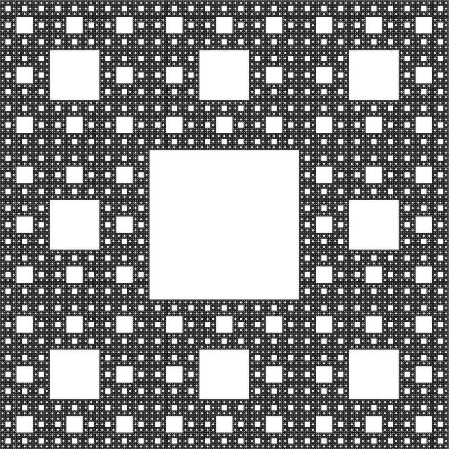 The Sierpiński carpet. Center 0, zoom 1.